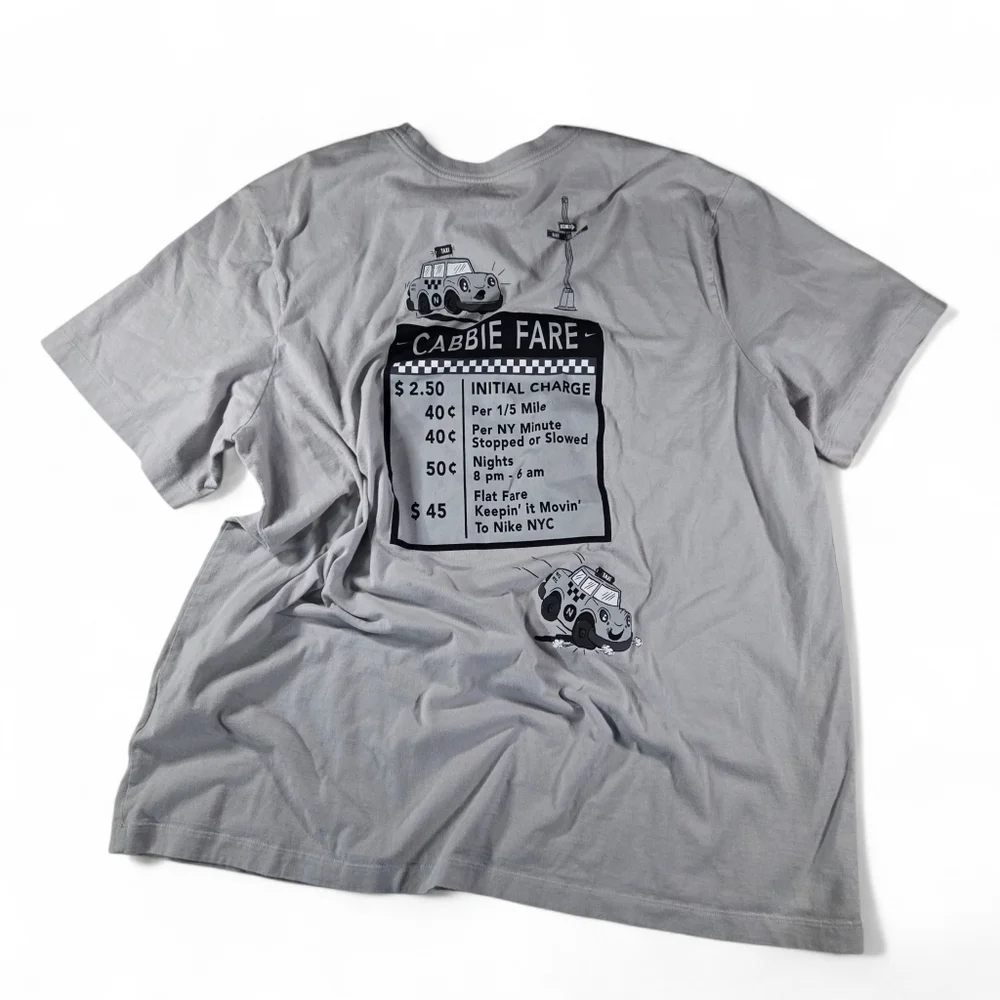 NIKE NYC Cabbie Fare Taxi Gray Cab Tee XXL Street Wear Man Unisex